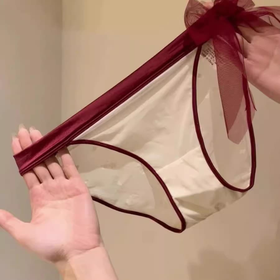 エロ下着 透けメッシュリボン付きセクシーショーツ