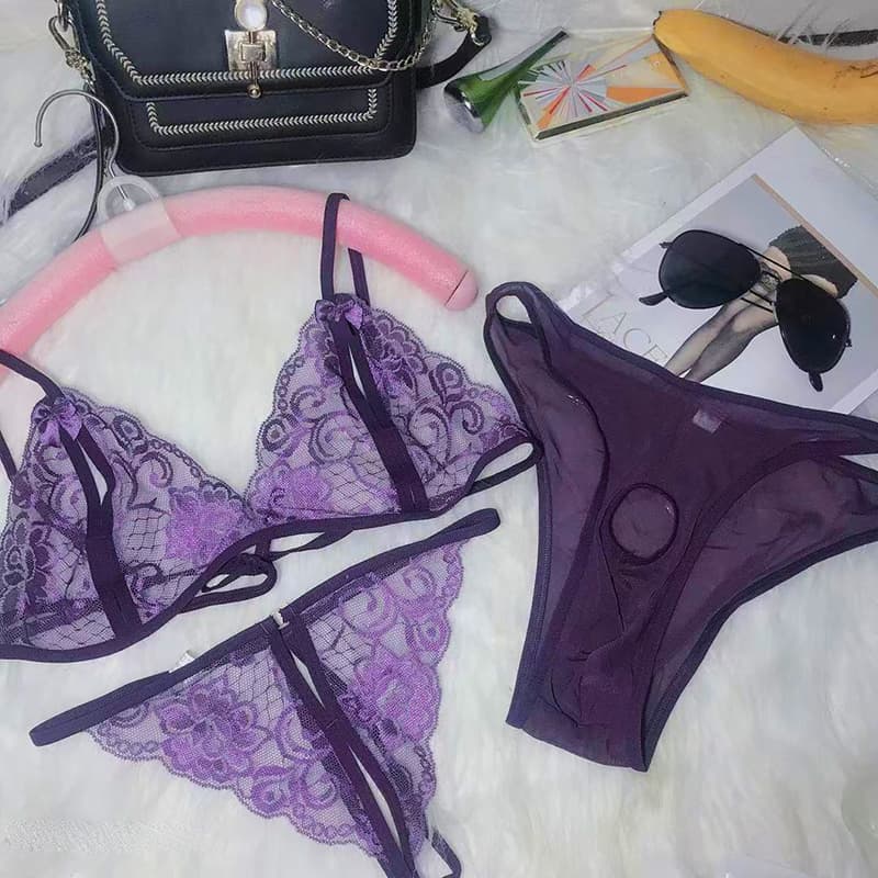 妖艶　蝶々　レース　エロ下着　透け　穴あき　ナイトドレス