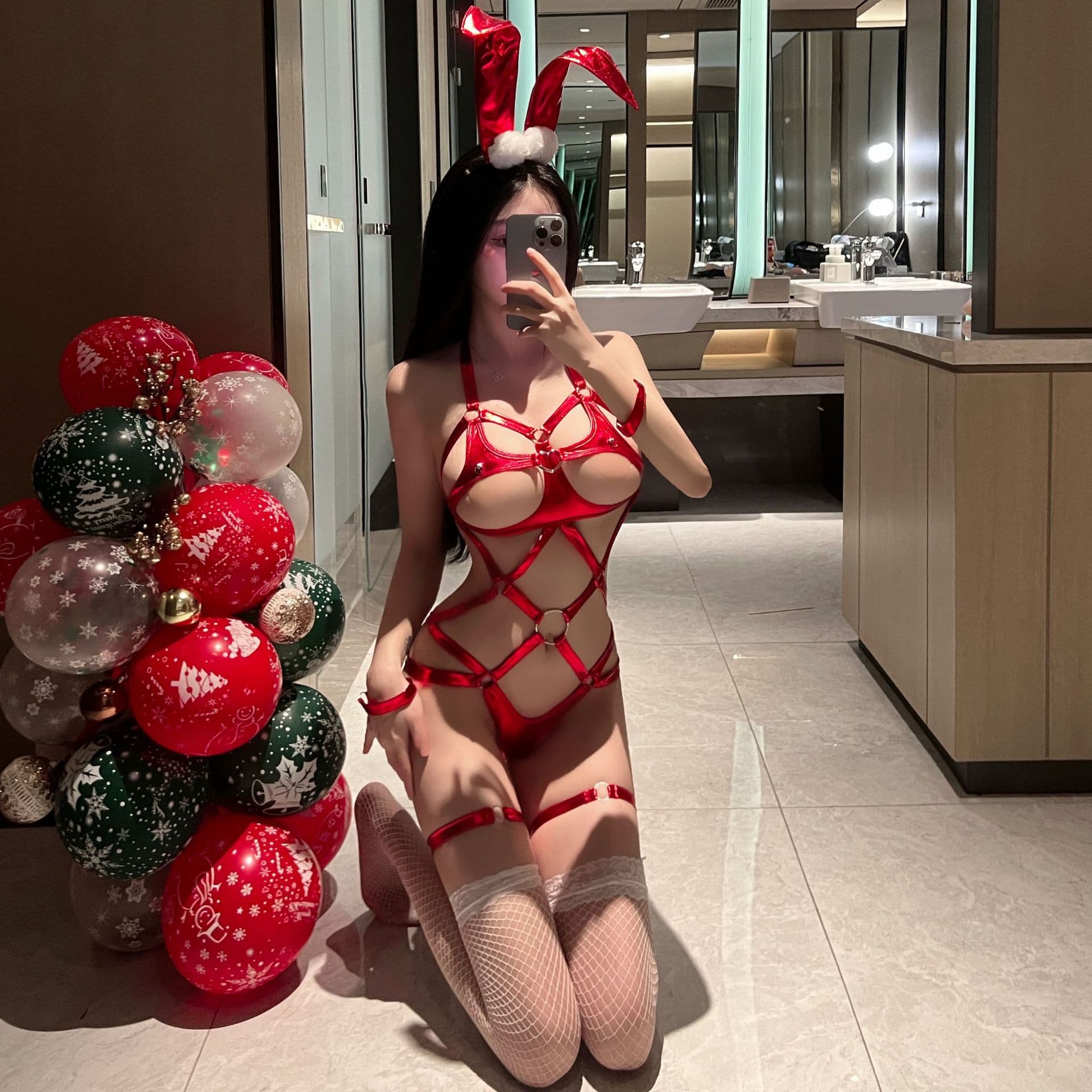 エロ下着 うさ耳コスチューム 官能的ストラップ 網タイツ コスプレ バニーガール セクシー